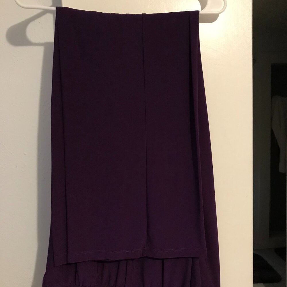 IMAN classic deep purple pants 1X Tall. Wide elastic waist, silky feel. 41".